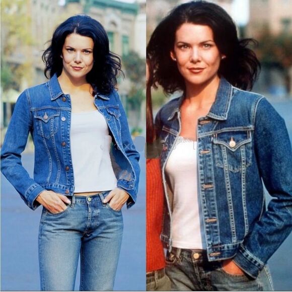 RARE ASO Gilmore girls Y2K blue Denim Jacket S Iconic style piece Rachel green - Picture 1 of 5